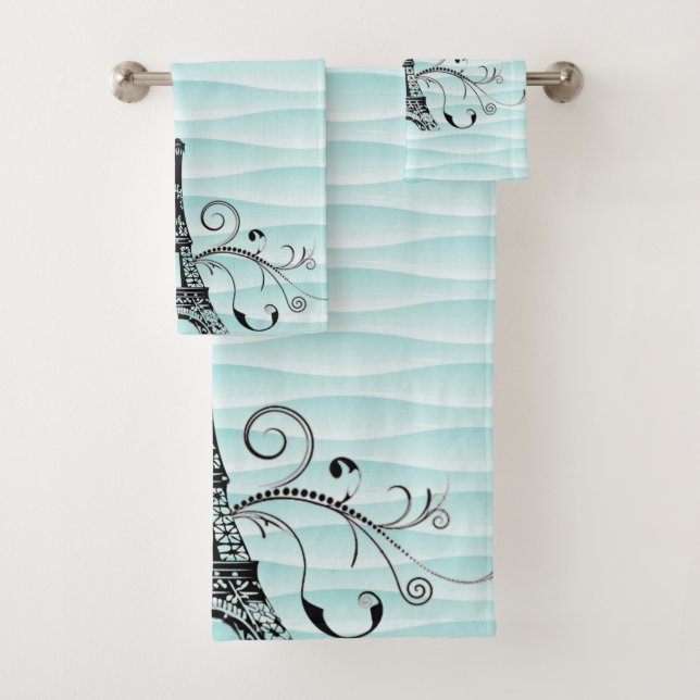 Serviette turquoise Eiffel Savoureux Ensemble de s (En situation)