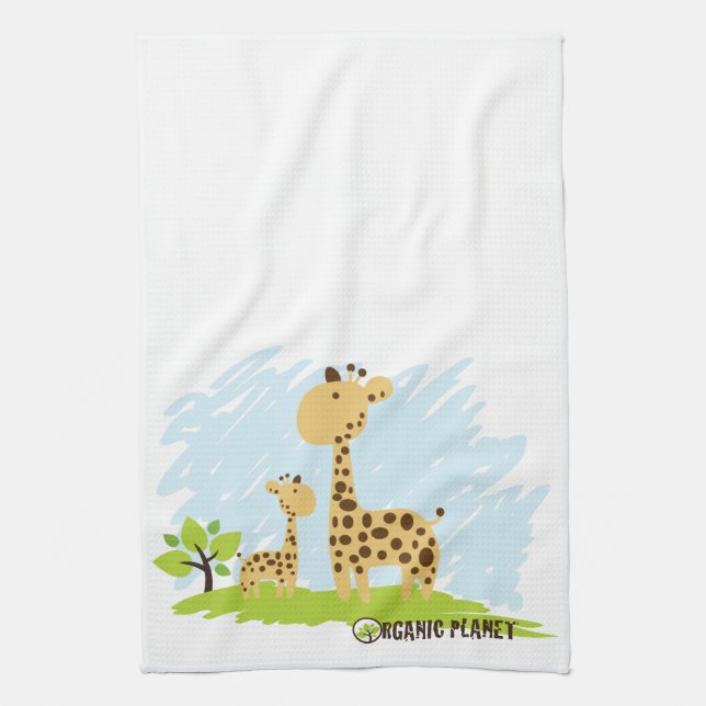 Serviette verte et jaune mignonne de girafe de (Vertical)