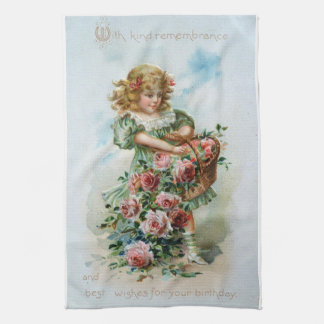 Serviette victorienne d'antiquité d'anniversaire