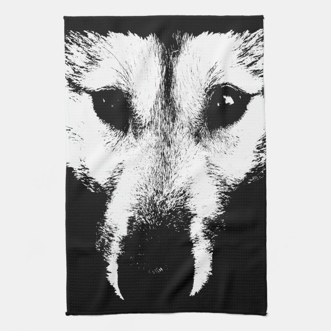 Serviette Wolf Pup Wild Husky Chien Serviette thé (Vertical)