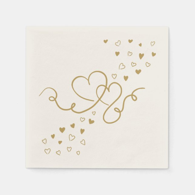 Serviette zwei Herzen Hochzeit (Vorderseite)