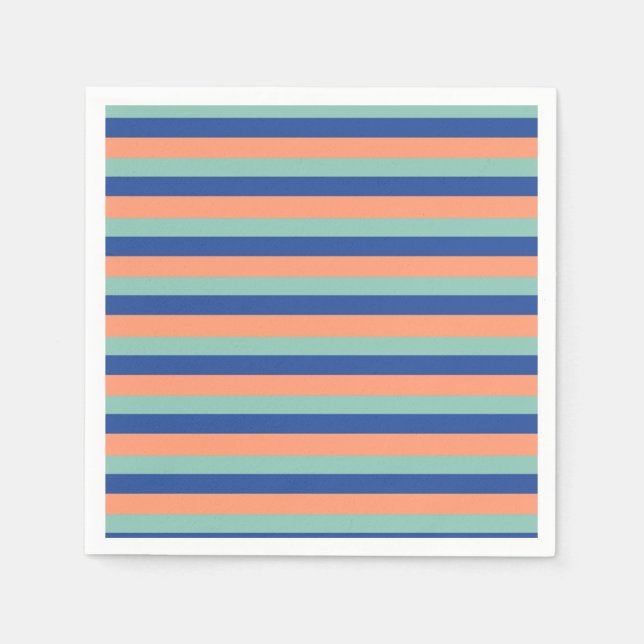 Servietten aus orangefarbenen und blauen Streifen (Vorderseite)