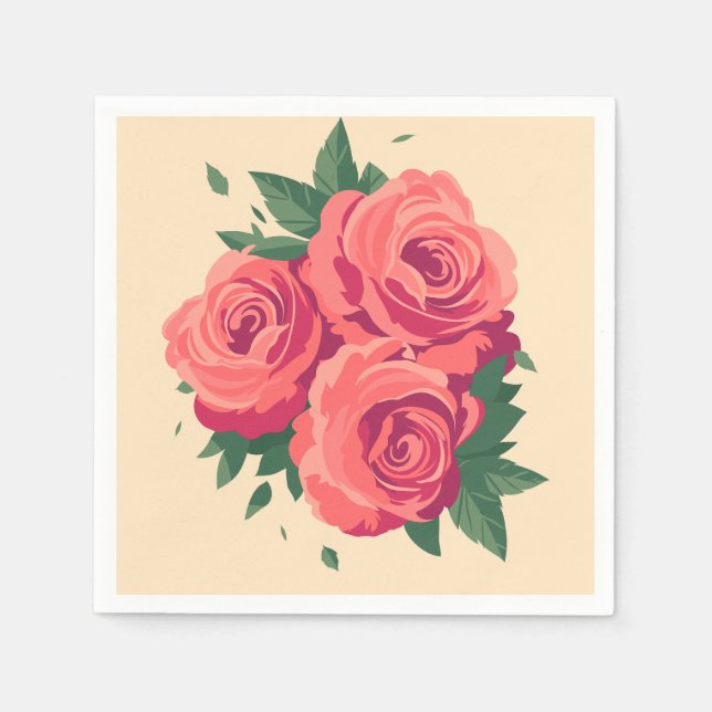 Servietten aus Party, Rose auf Beige (Vorderseite)