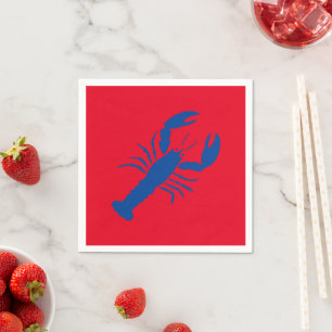 Servietten aus rotem und blauem Hummer