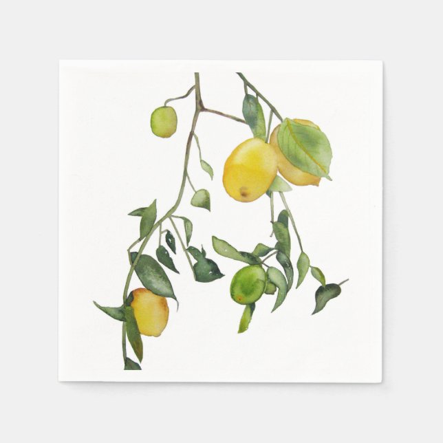 Servietten mit Aquarell der Zitronen (Vorderseite)