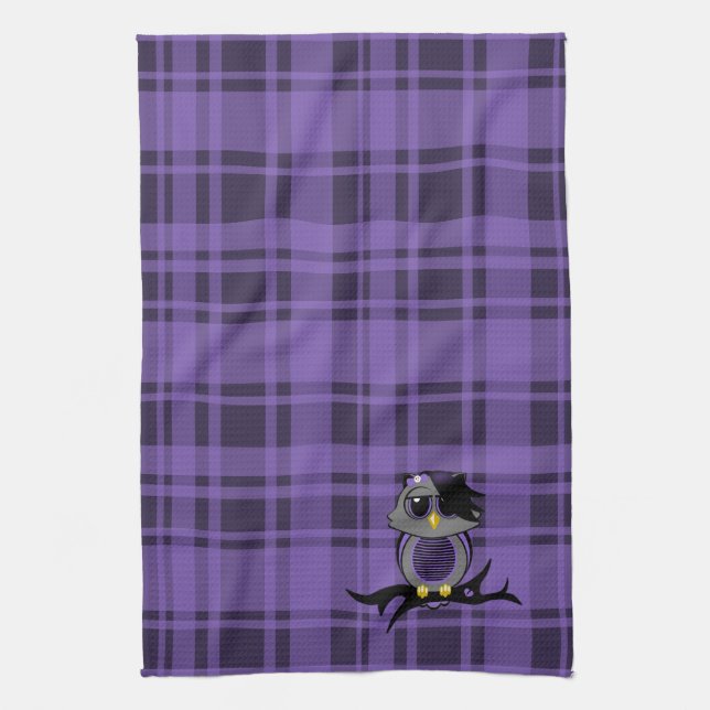 Serviettes Cute Owl et Plaid Kitchen (Vertical)