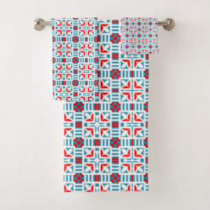 Serviettes de bain à motifs floraux géométriques