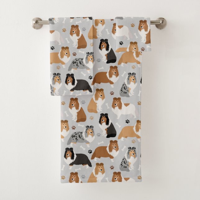 Serviettes de bain avec os et pattes (En situation)