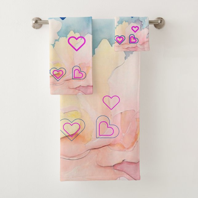 Serviettes de bain Bubble Hearts (En situation)