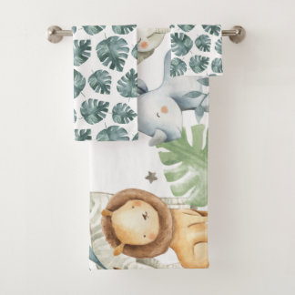 Serviettes de bain colorées dans la jungle safari 