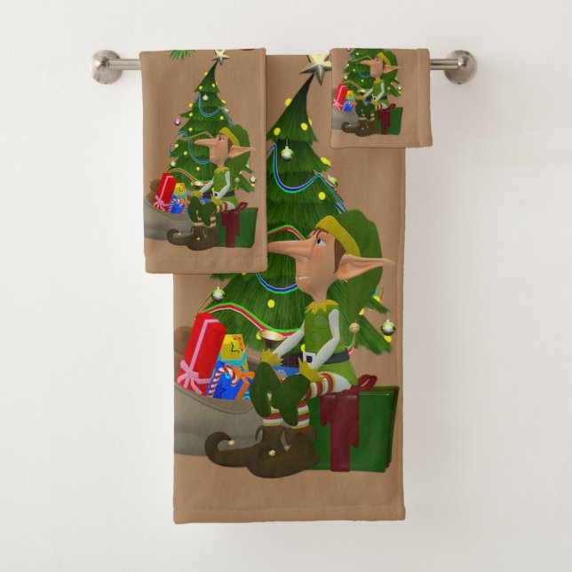 Serviettes de bain de Noël, Elfe de Père Noël (En situation)