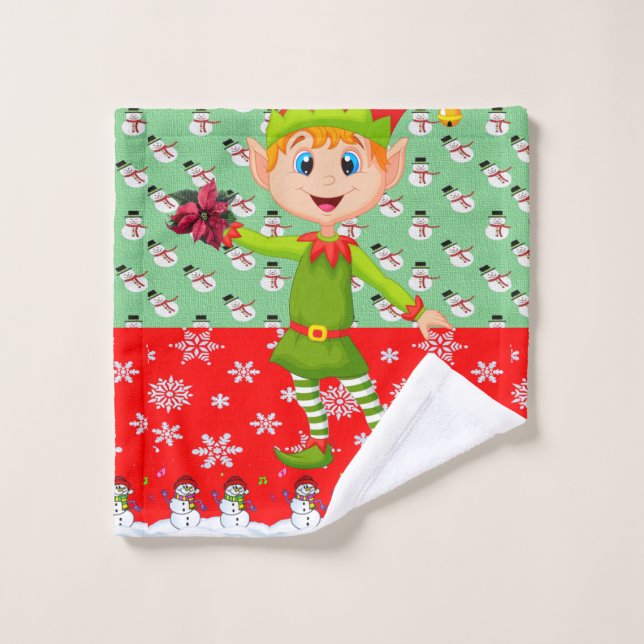 Serviettes de bain de Noël, Snowman Elf (Gant de toilette)