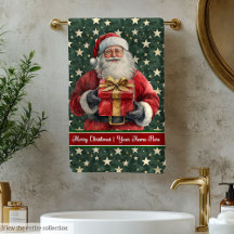Serviettes de bain en aquarelle Père Noël sur mesu