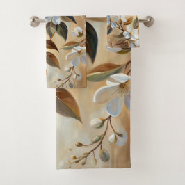 Serviettes de bain en beige blanc