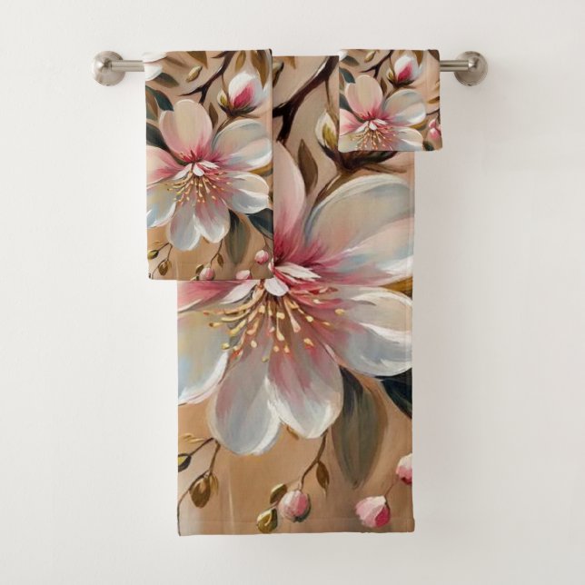 Serviettes De Bain En Fleur (En situation)