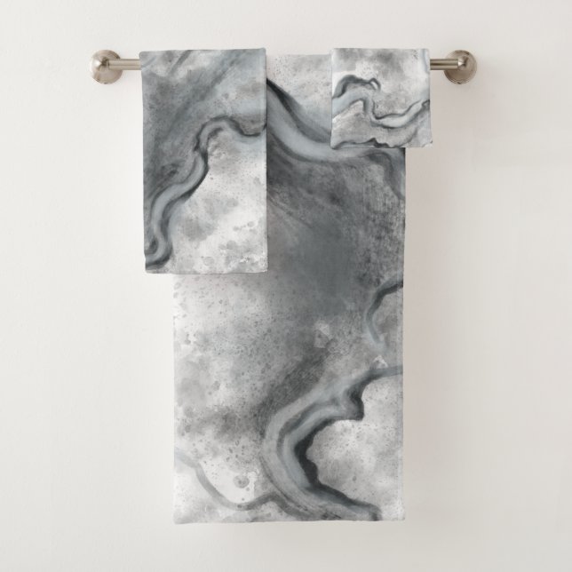 Serviettes de bain en marbre gris Set Cadeau (En situation)