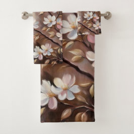 Serviettes de bain en rose blanc