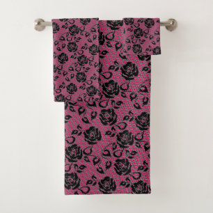 Serviettes de bain Faux Black Lace - Choisissez la