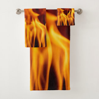 Serviettes de bain, Flames sur support noir