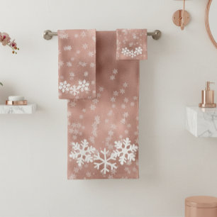 Serviettes de bain flocon de neige rose gold pour