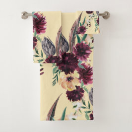 Serviettes de bain florales contemporaines Bourgog