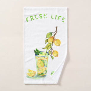 Serviettes de bain fraîches en citron - Texte pers
