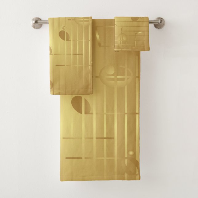 Serviettes de bain Gold Music - Musique Notes Déco (En situation)