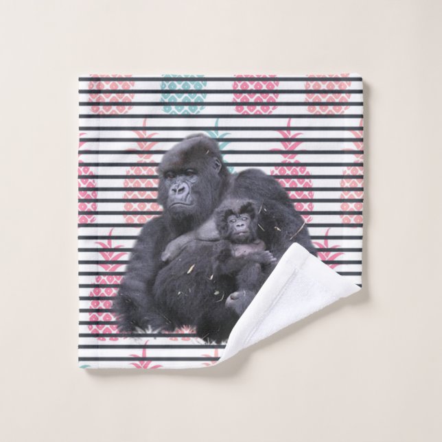 Serviettes de bain Jeux Ananas Gorilla Stripe (Gant de toilette)
