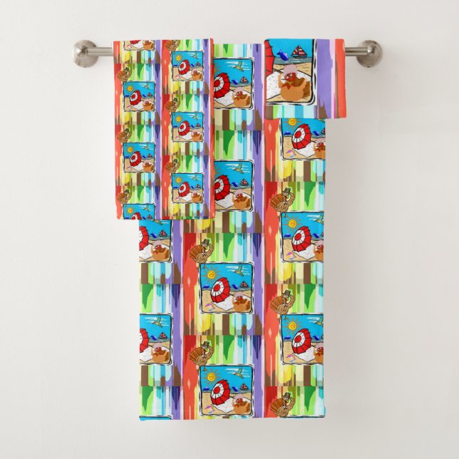 Serviettes de bain Jeux de Thanksgiving Beach Turq (En situation)