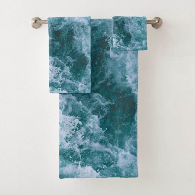 Serviettes de bain : L'océan, Mer, Vagues, Bleu, C (En situation)