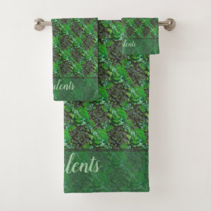 Serviettes de bain Motif en treillis vert Succulen