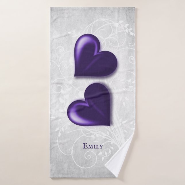 Serviettes de bain personnalisées dans les Coeurs  (Serviette de bain)