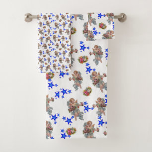 Serviettes de bain set Angel Blue Stars
