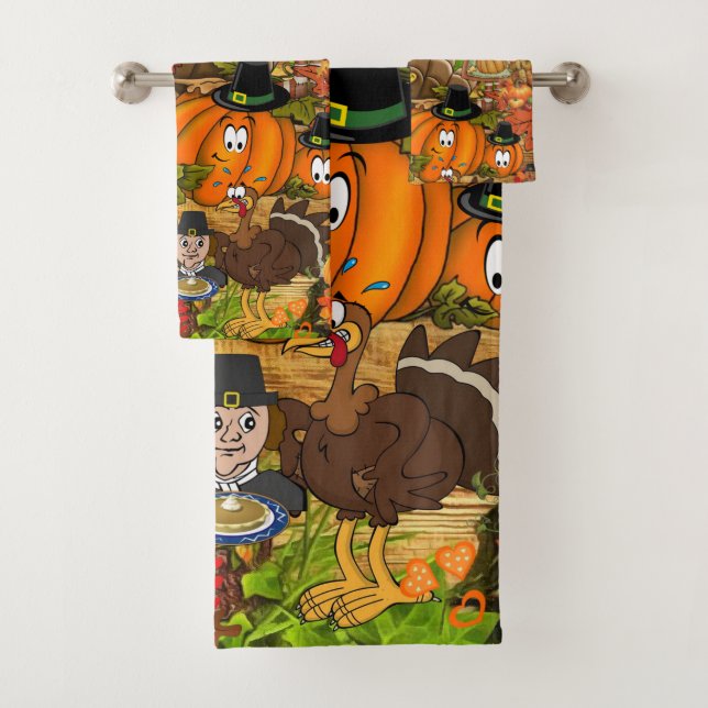 Serviettes de bain set Bon thanksgiving Day (En situation)