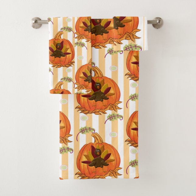 Serviettes de bain Set Citrouille Orange Turquie (En situation)