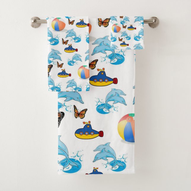 Serviettes de bain Set Dolphins Papillon (En situation)