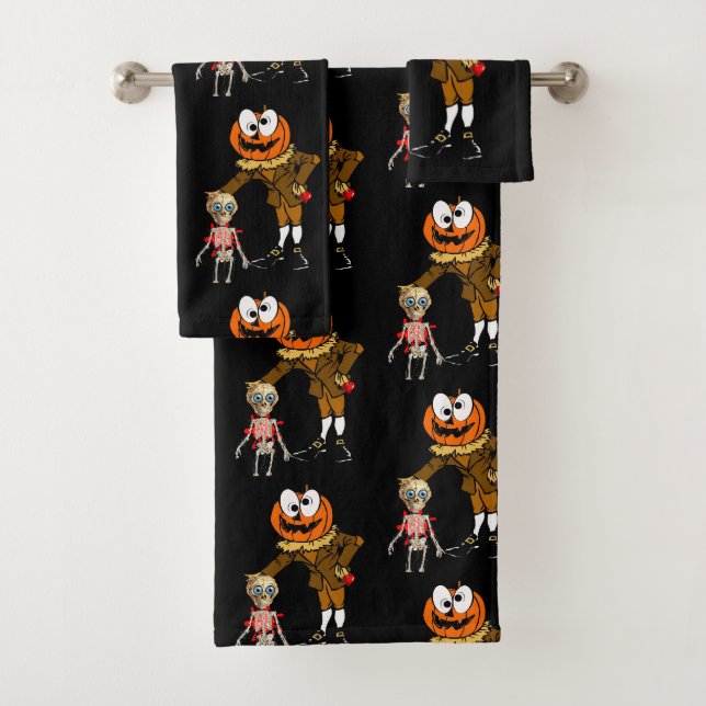 Serviettes de bain set Halloween, Citrouille (En situation)