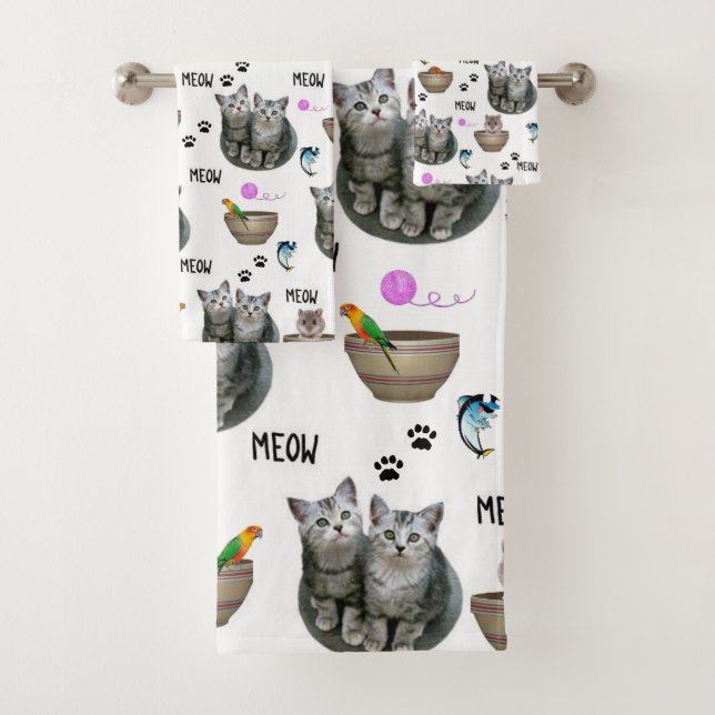 Serviettes de bain Set Kittens Chats (En situation)
