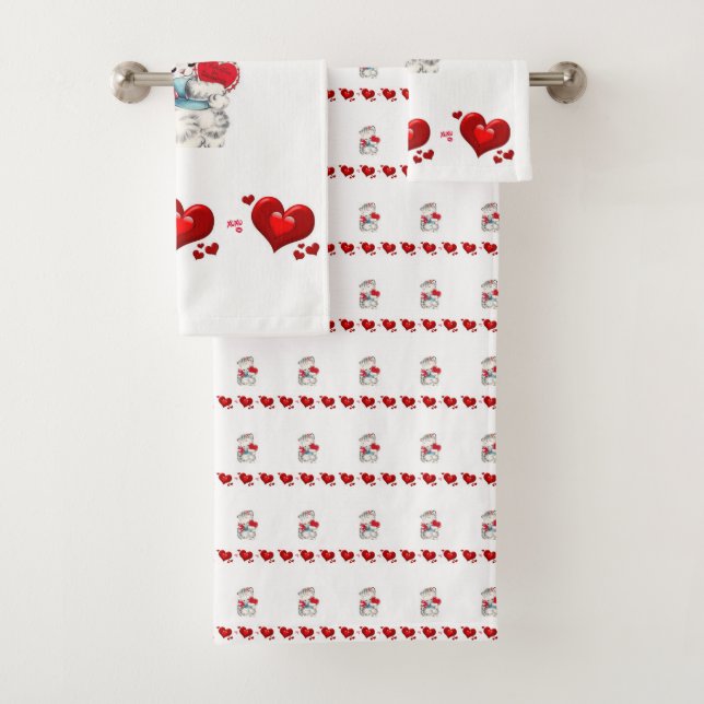 Serviettes de bain set Saint Valentin (En situation)