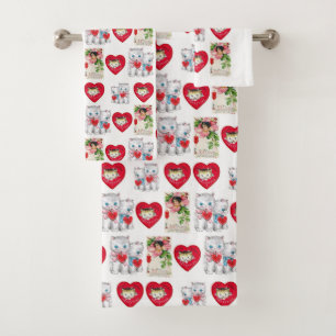 Serviettes de bain set Saint Valentin