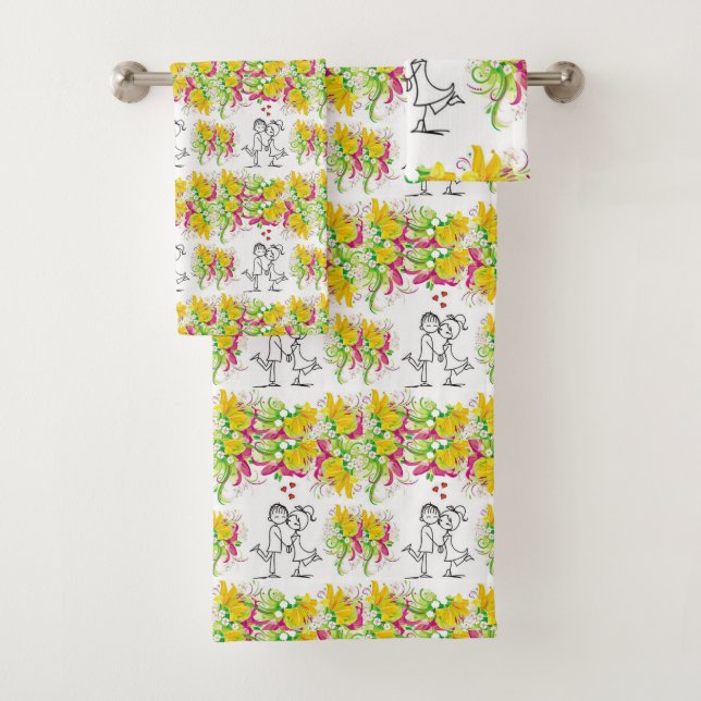 Serviettes de bain set Saint Valentin (En situation)