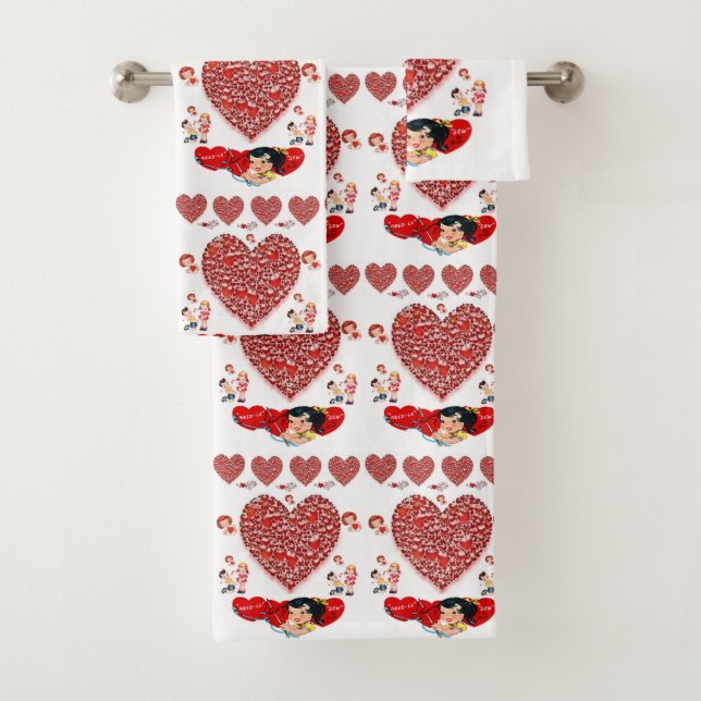 Serviettes de bain set Saint Valentin (En situation)
