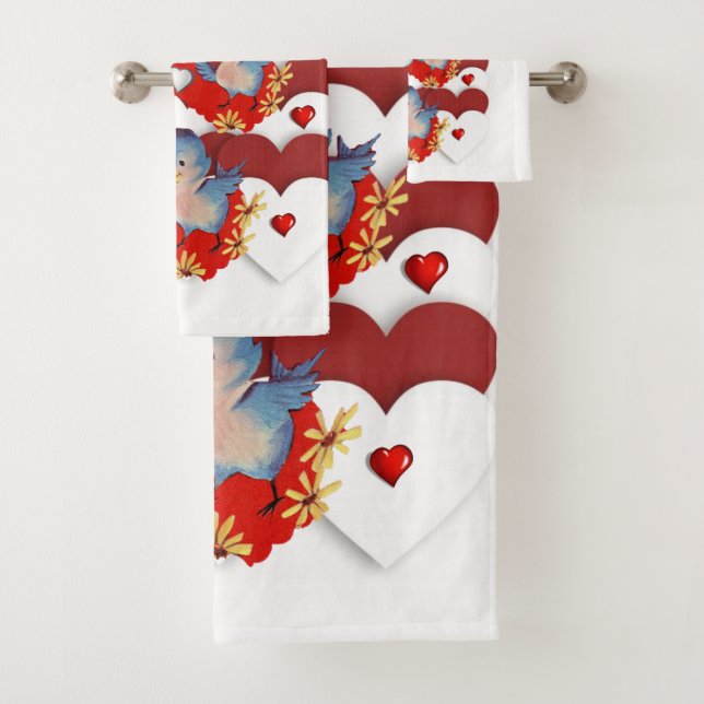 Serviettes de bain set Saint Valentin (En situation)