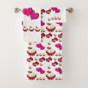 Serviettes de bain set Saint Valentin
