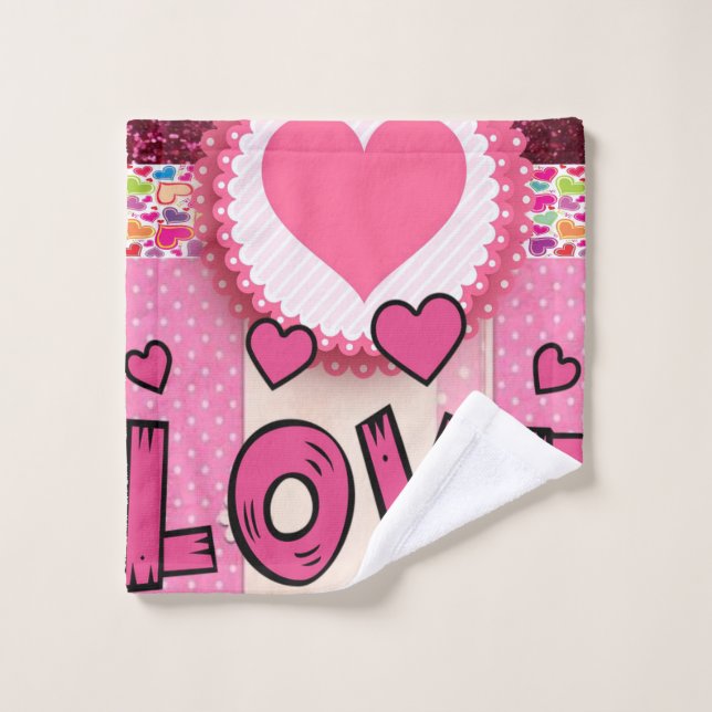 Serviettes de bain set Saint Valentin, Amour (Gant de toilette)