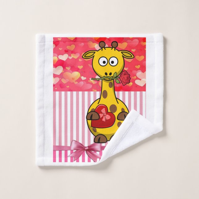 Serviettes de bain set Saint Valentin, Giraffe (Gant de toilette)