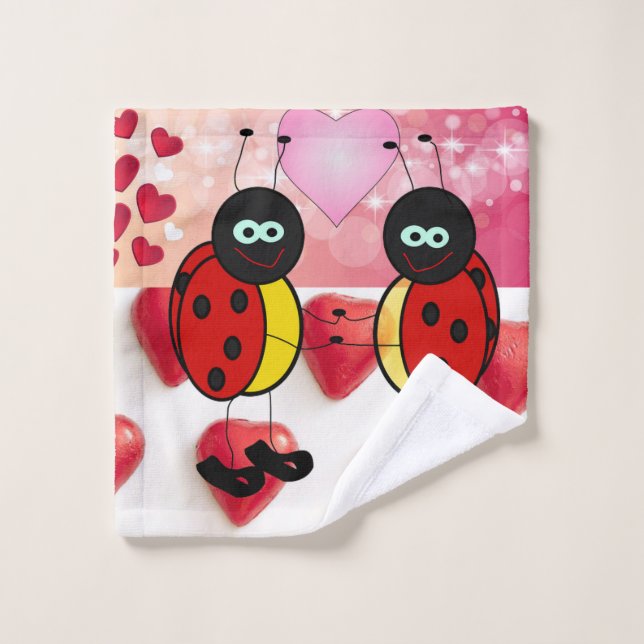 Serviettes de bain set Saint Valentin, Ladybug (Gant de toilette)