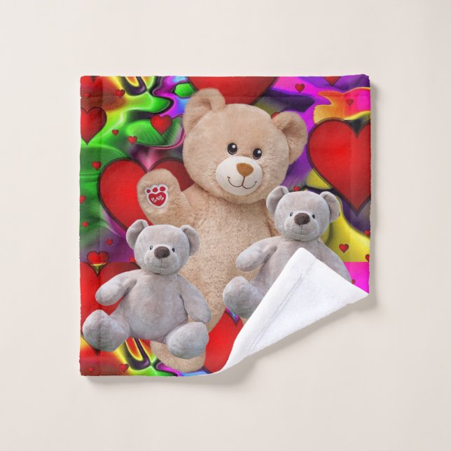 Serviettes de bain set Saint Valentin, Ours en pel (Gant de toilette)