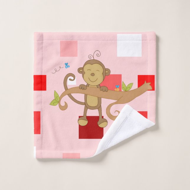 Serviettes de bain set Saint Valentin, Singe (Gant de toilette)