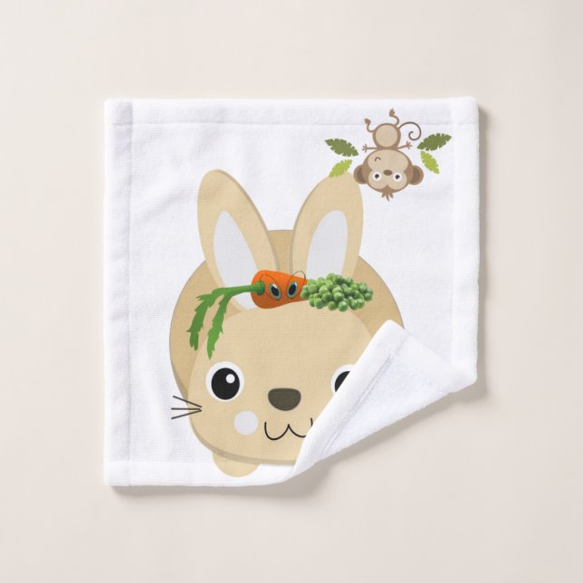 Serviettes de bain set Singe lapin Fruit (Gant de toilette)